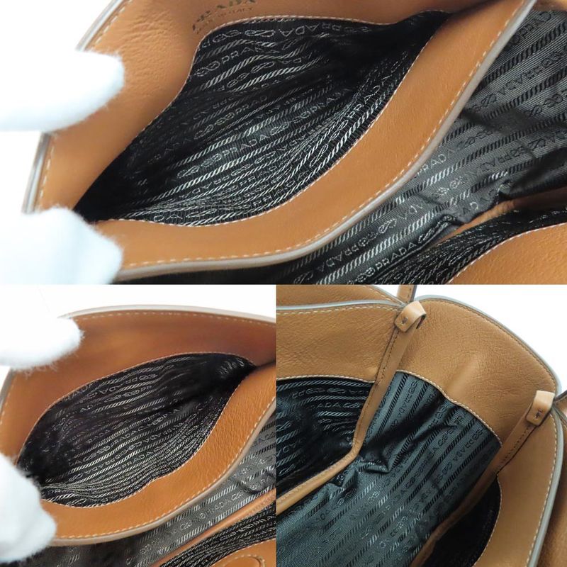 Prada Mini Tote Bag 1 Bg539 Shoulder Soft Grain Leather Camel — view 7