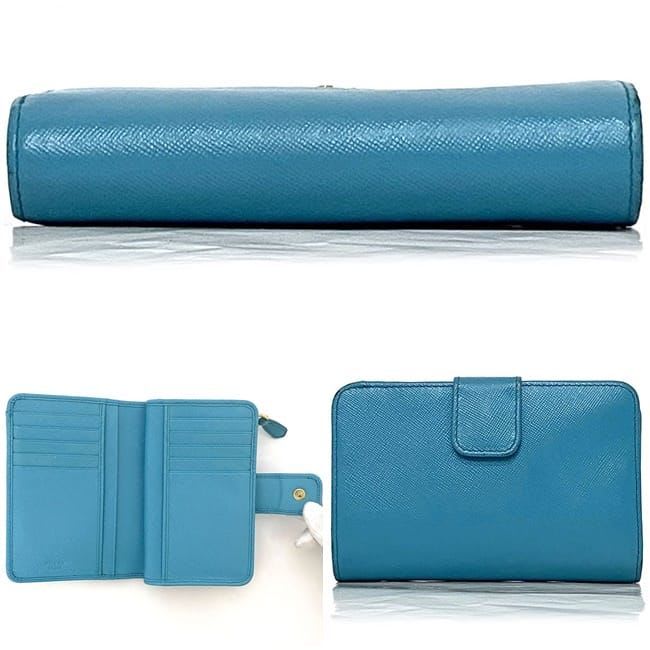 Prada Bifold Wallet Light Blue Saffiano — view 3