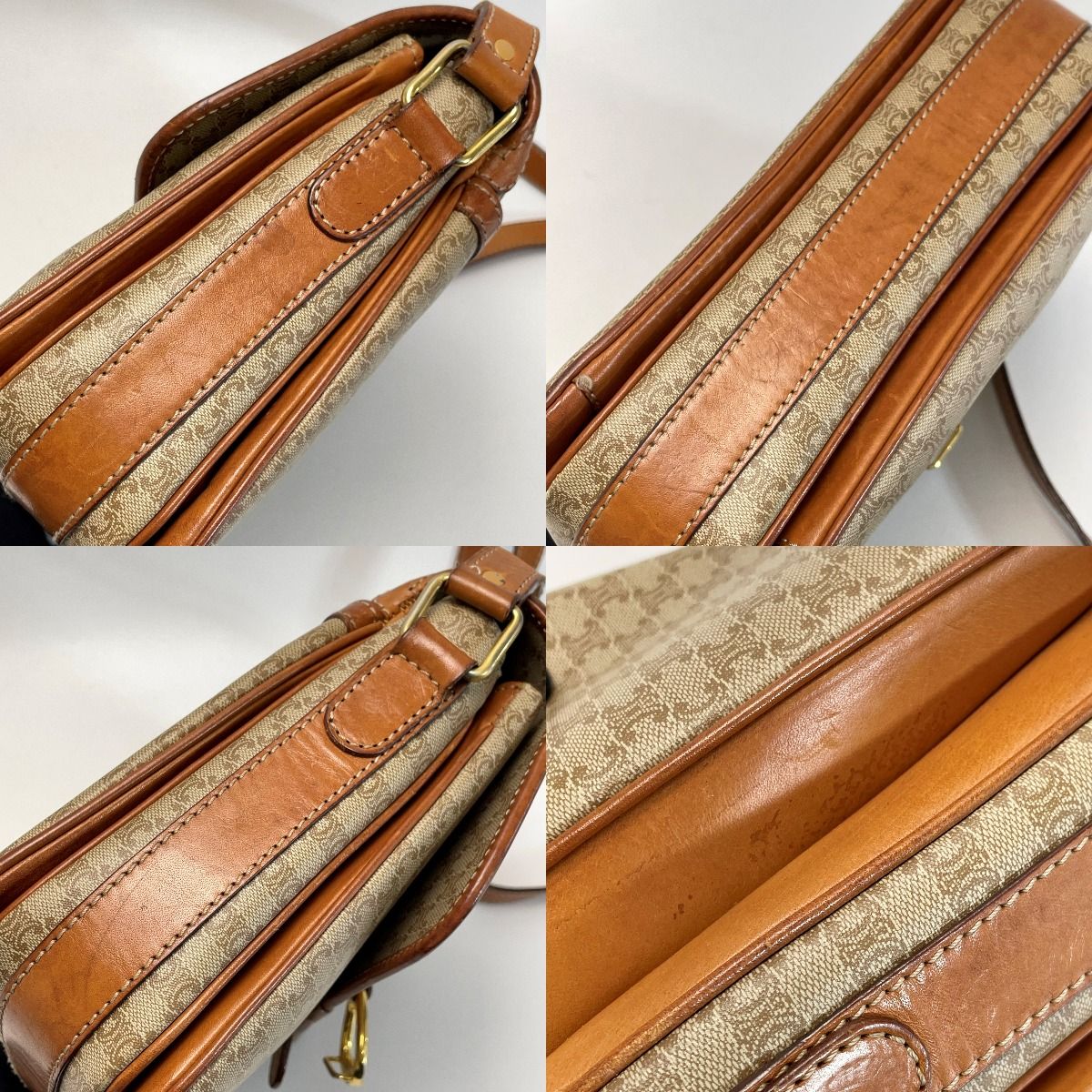 Celine Macadam Pattern Shoulder Bag Pochette Crossbody Gold Hardware — view 8