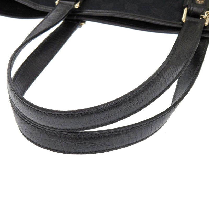 Gucci Sherry Line GG Canvas Black Tote Bag Green 0090 — view 6