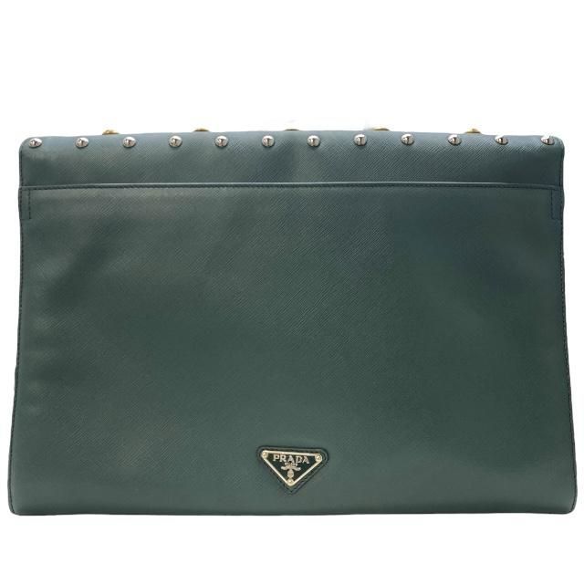 Prada Vr074 C Clutch Bag Second Pochette Studded Triangle Logo — view 2