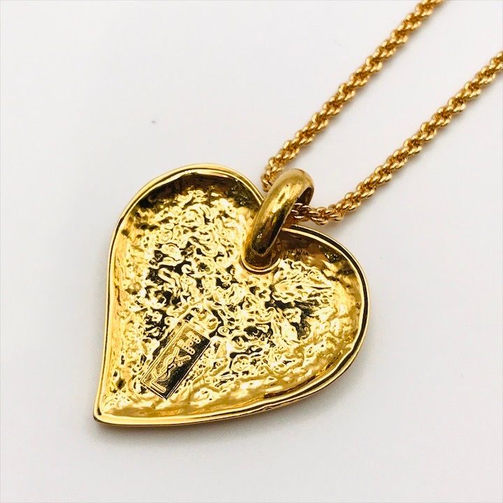 Saint Laurent Yves YSL Heart Motif Chain Necklace Gold — view 3