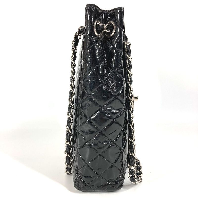 Chanel Upside Down Shoulder Bag Quilted Enamel Black — view 4