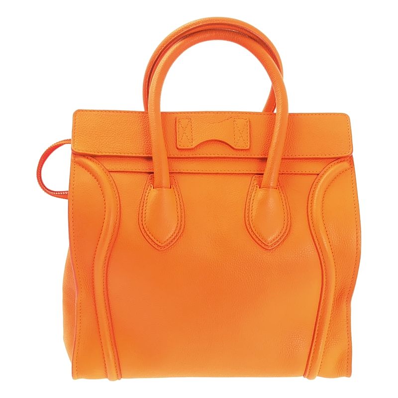 Celine Phoebe Period Luggage Mini Shopper Leather Tote Bag Orange — view 2