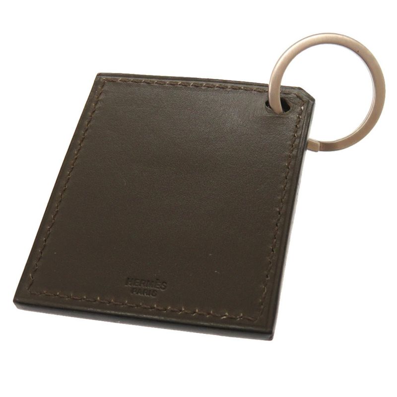 Hermes Bateau Barca BOAT Box Calf Khaki Key Holder Bag Charm 0495 — view 3