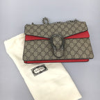 Gucci Duonysus Shoulder Bag GG Supreme Gray Red — view 3