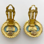 Chanel Earring Gold Light Blue GP