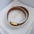 Christian Dior 30 Montaigne B1760 M Size Leather Ivory White Double Bracelet Belt — view 5