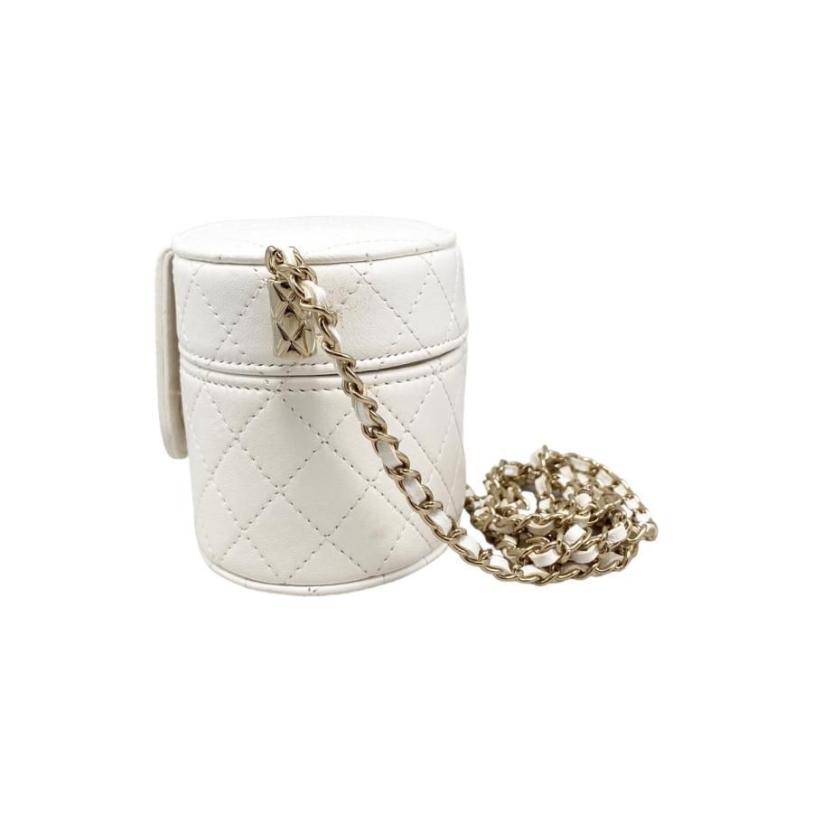 Chanel Shoulder Bag Vanity Mini Quilted Lambskin Chain White — view 3