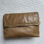 Bottega Veneta Leather Clutch Bag Beige Gold Hardware Party — view 5