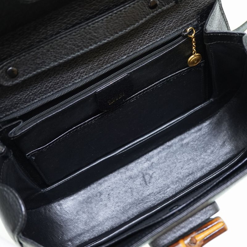 Gucci Bamboo Shoulder Hand Bag Leather Black With Strap 0056 — view 4