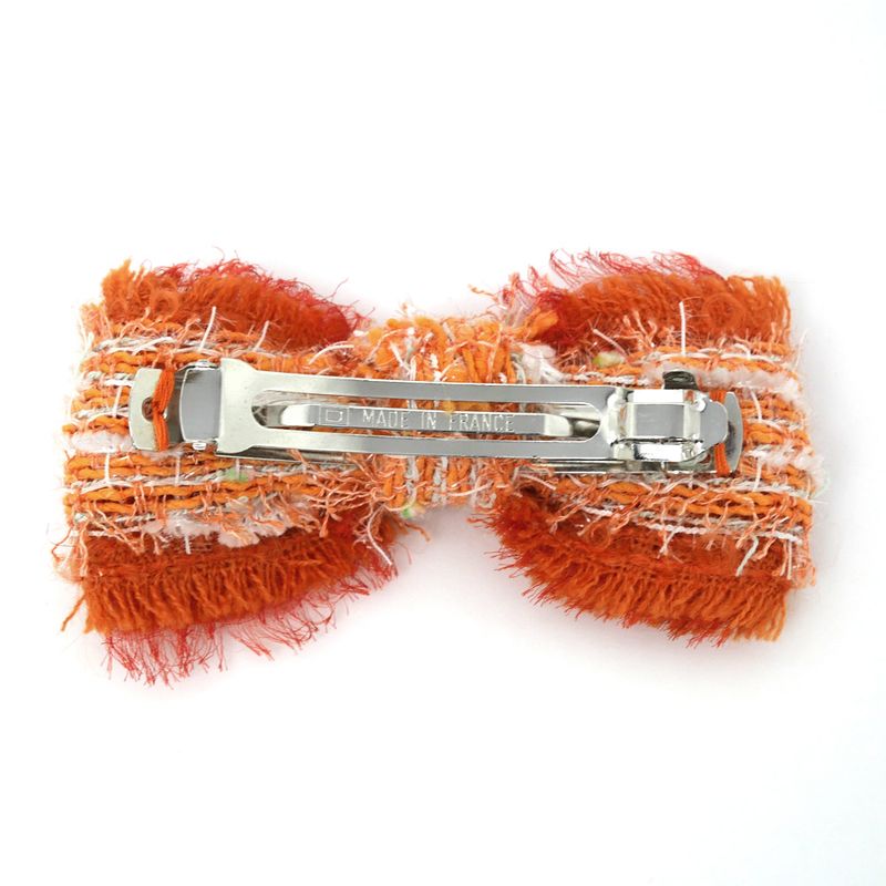 Chanel Barrette Tweed Orange Hair Ornament Clip Accessories — view 4