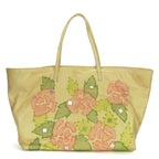 Fendi Tote Roll Bag Leather Beige Pink Green Silver Hardware Shoulder Floral A4 — view 3