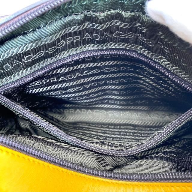 Prada Bow Sling Bag Tote Handbag Logo Leather Yellow Brown — view 7