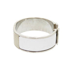 Hermes H Motif Clic Clac GM Bu Metal White Silver Stamped P Bracelet — view 4
