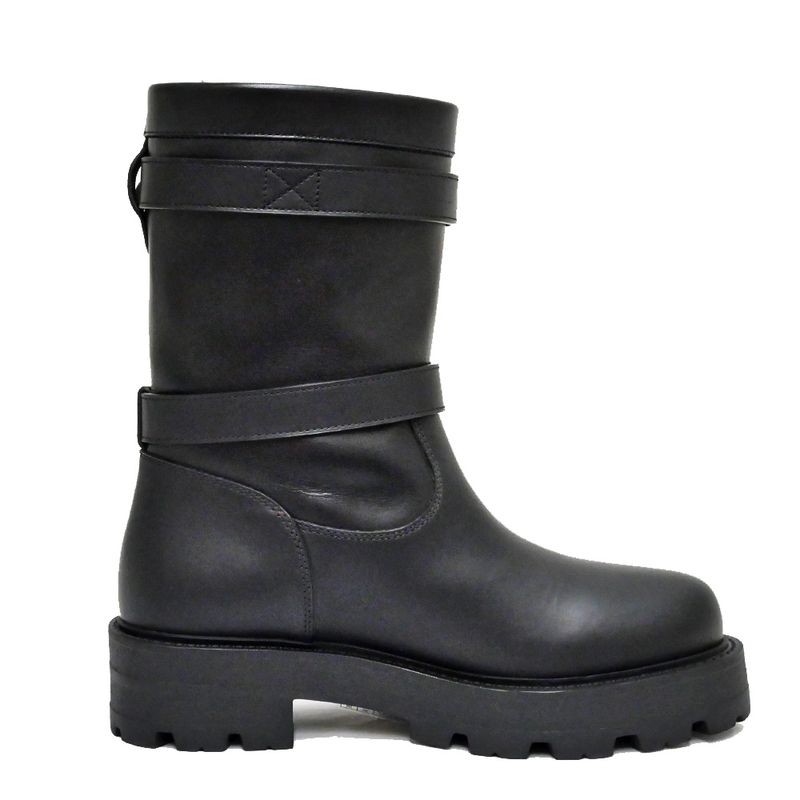Dior D-major Short Boots Logo Size 37 Black Leather Zip Up — view 3