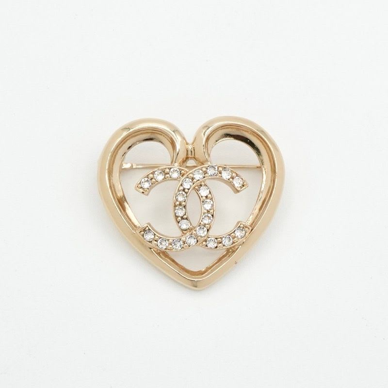 Chanel Brooch Corsage Gold Heart Coco Mark Rhinestone — view 3