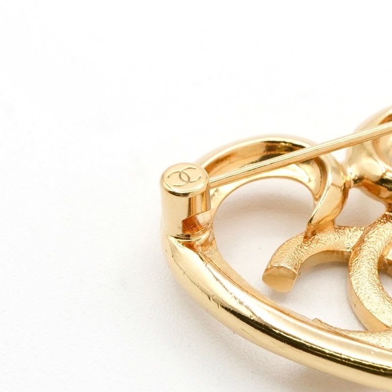 Chanel Brooch Corsage Gold Heart Rhinestone — view 6
