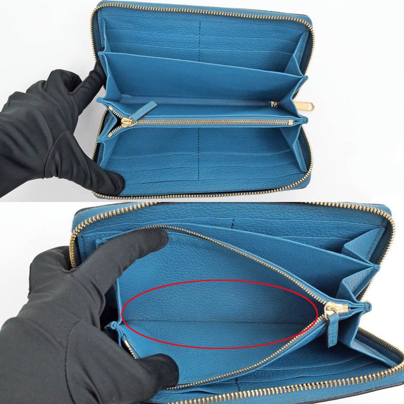 Gucci Logo Zip Around Wallet Blue Long Leather — view 6