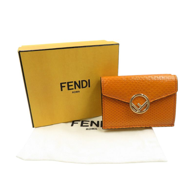 Fendi Fize 8 M0395 Karung Leather Gold Hardware Yellow Trifold Wallet 1050 — view 3