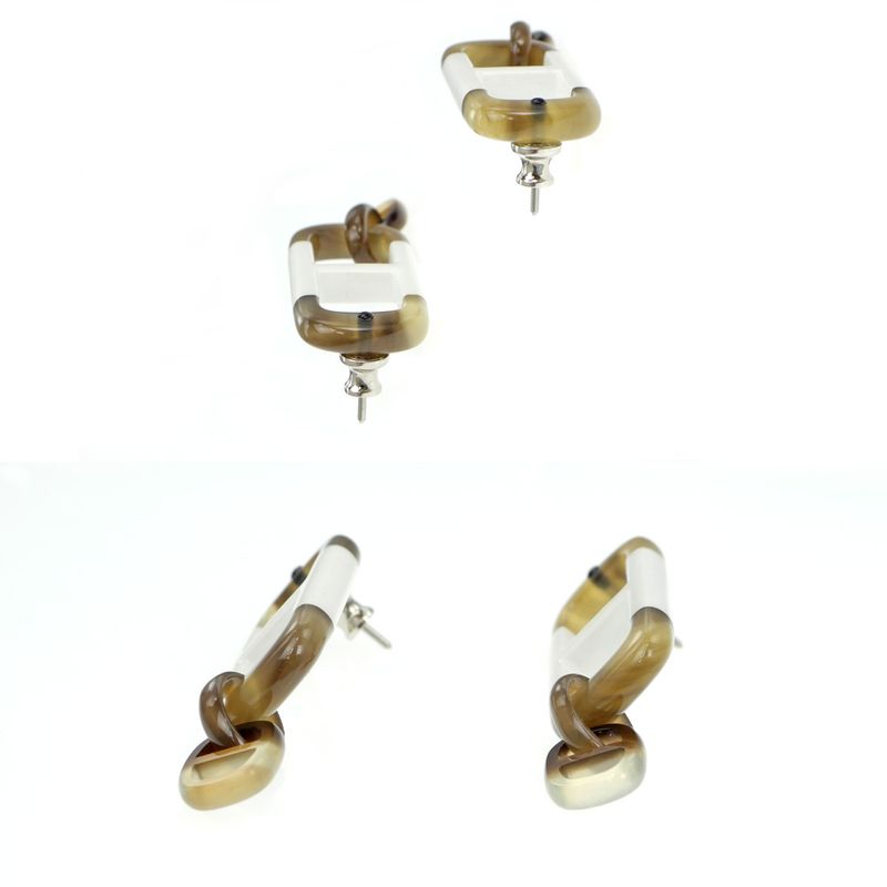Hermes Earrings Amar Buffalo Horn White Brown Silver Hardware Accessorie — view 5