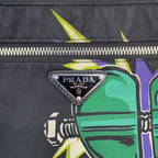 Prada Shoulder Bag Triangle Logo Nylon Universal Frankenstein Silver 3158 — view 5
