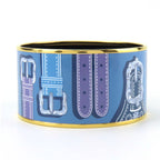 Hermes Bracelet Emile TGM Metal Cloisonne Blue Multicolor Gold Hardware Bangle — view 4