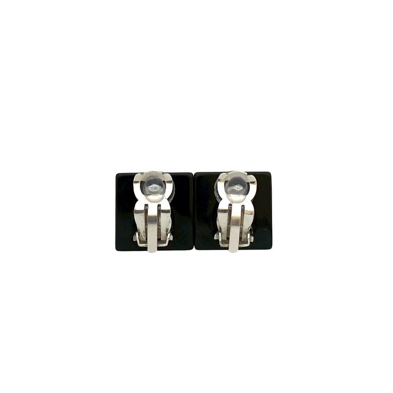 Chanel Coco Mark Rhinestone Square Earrings Ear Cuff Accessory 06P — view 6