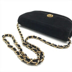 Chanel CC Logo Half Moon Velour Push Lock Chain Shoulder Bag Black — view 6