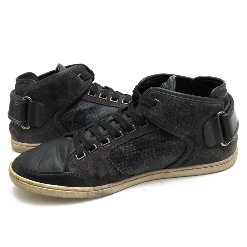 Louis Vuitton Shoes Sneakers High Cut Men Leather Gray Damier Graphite — view 3
