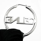 Celine Earrings Hoop Crystal Silver Color Pair Accessories — view 9