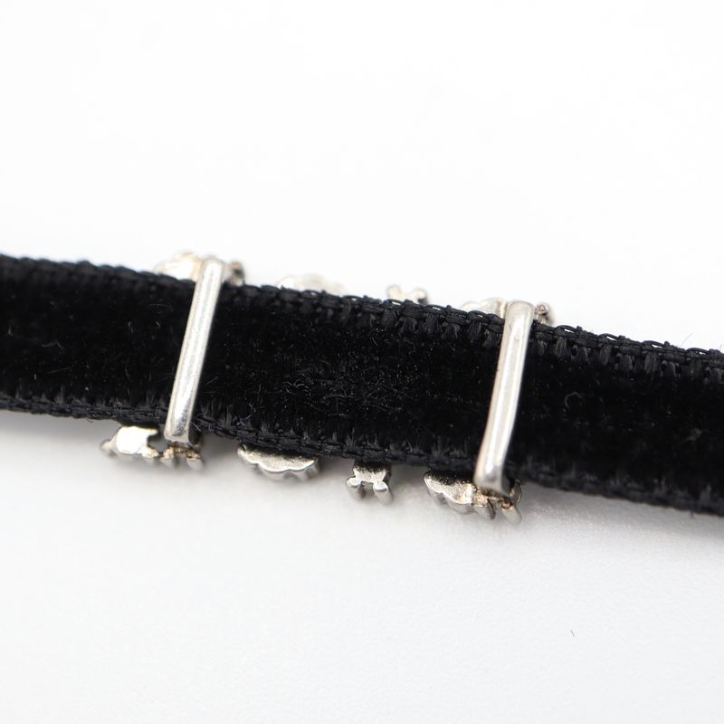 Christian Dior Choker Rhinestone Velour Black Yo649 — view 5