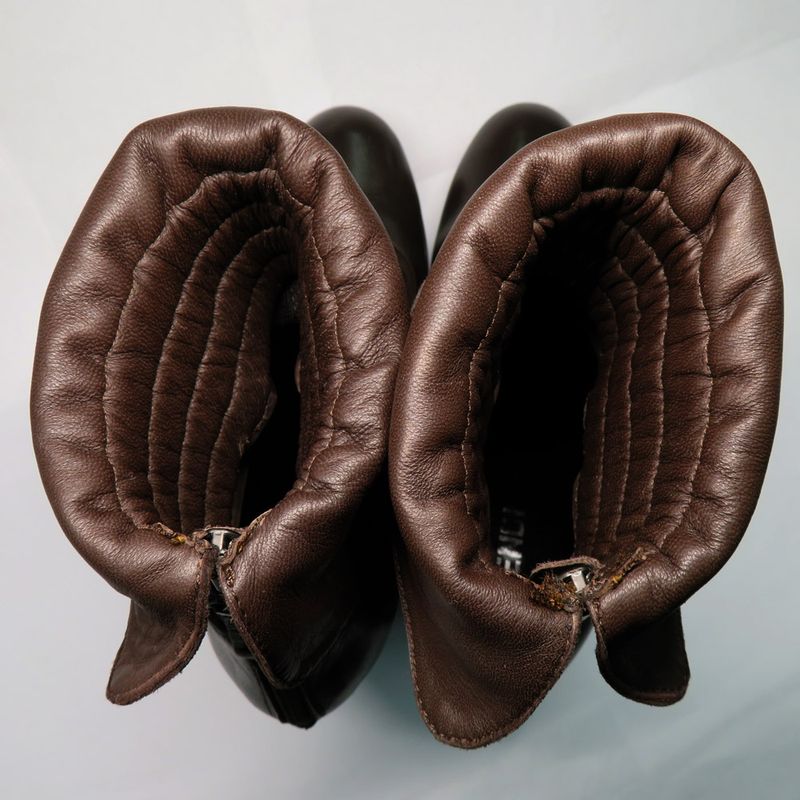 Fendi Thick Heel Platform Boots 36.5 Brown Leather Suede Short Back — view 5