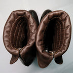 Fendi Thick Heel Platform Boots 36.5 Brown Leather Suede Short Back — view 5