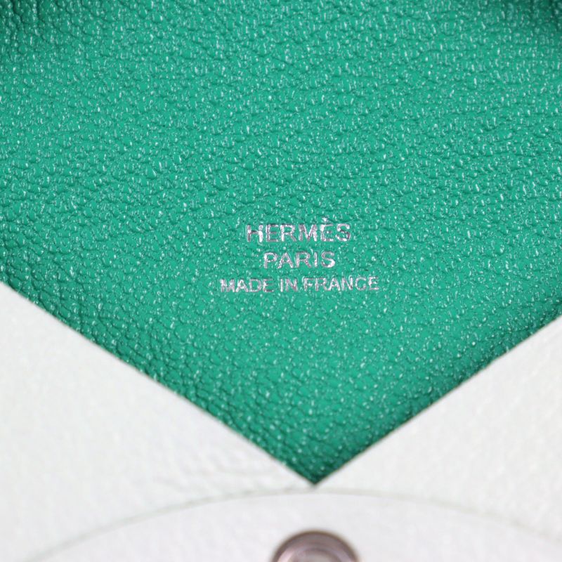 Hermes Calvi Verso Chevre Verre Fizz Mint Coin Case Stamped — view 7