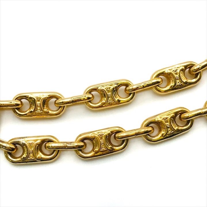 Celine Triomphe Long Chain Necklace Gold — view 8
