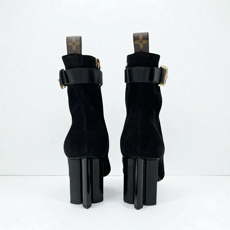 Louis Vuitton Silhouette Line Monogram Boots Short Shoes Suede Black — view 6