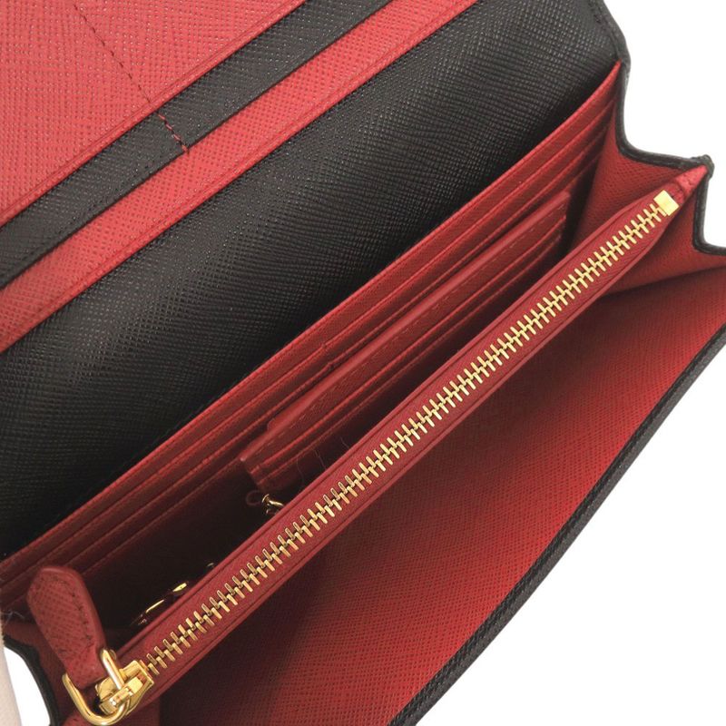 Prada Saffiano Leather Black Long Wallet Bifold 0301 — view 5