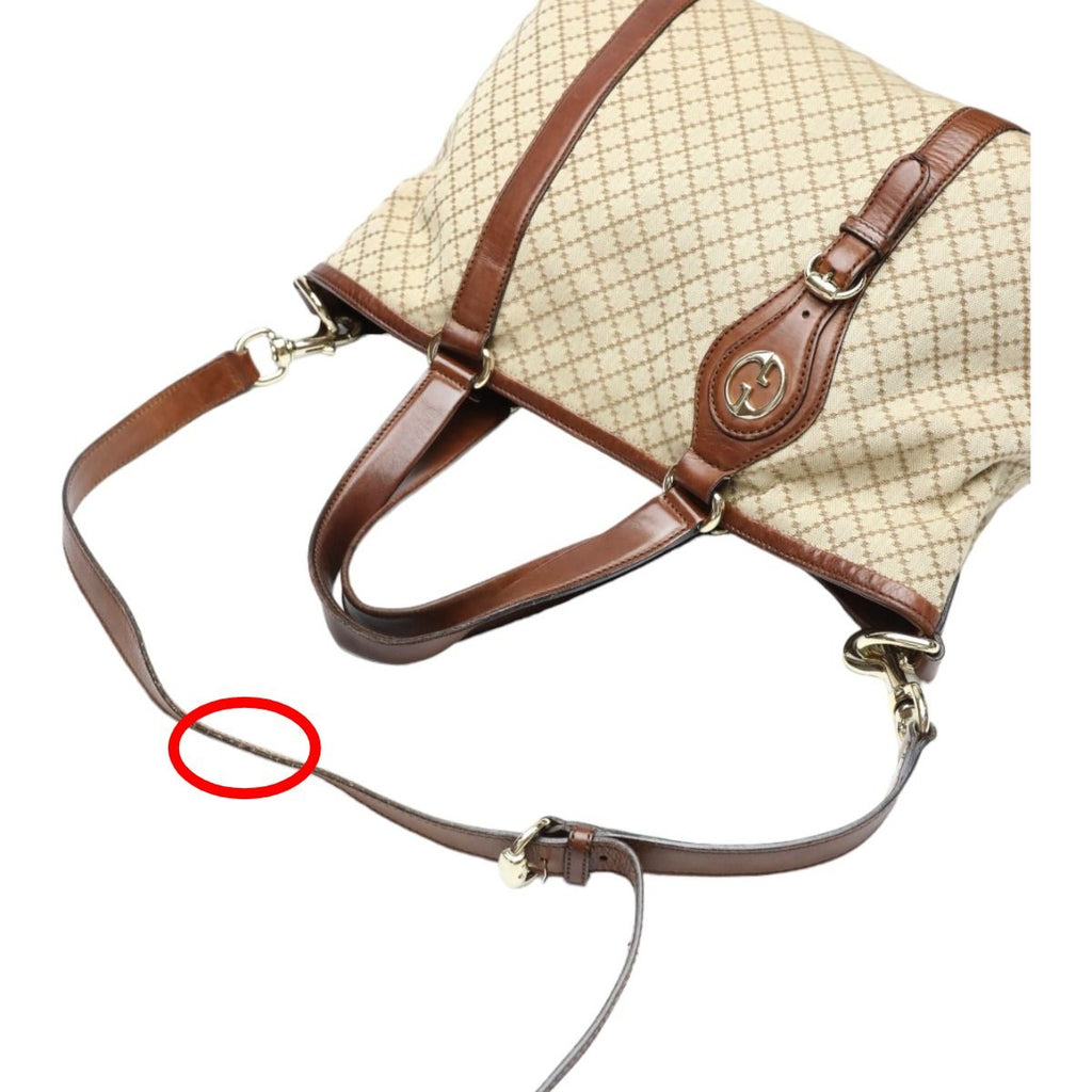 Gucci 2-Way Shoulder Bag Diamante Tote Antique Brown — view 8