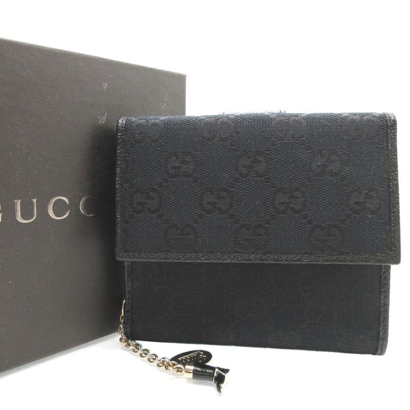 Gucci GG Canvas Leather Black W Hook Wallet 0111 — view 2
