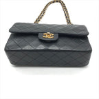 Chanel CC Logo Chain Shoulder Bag Lambskin Double Flap Black — view 4