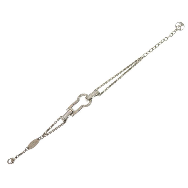 Louis Vuitton Single Bracelet Serieurs Strass Metal Rhinestone Silver — view 4
