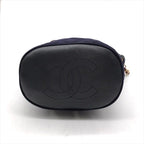 Chanel CC Logo Cotton Jersey Quilted Paris Hamburg 2-Way Chain Shoulder Bag Navy — view 3