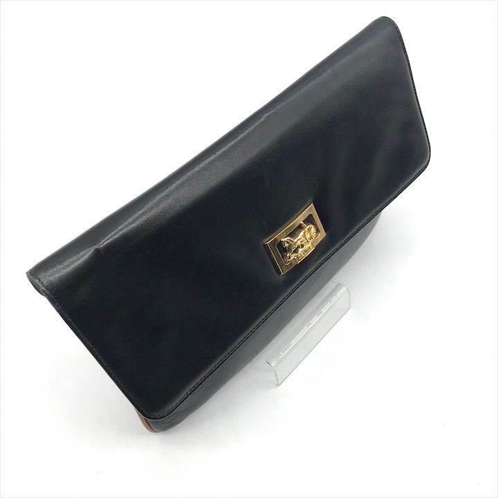 Celine Carriage Vintage Leather Clutch Black — view 6