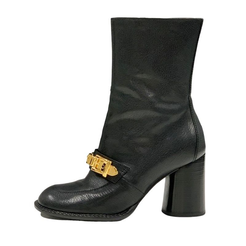 Gucci Boots Short Shoes Chain Belt Leather Black — view 4