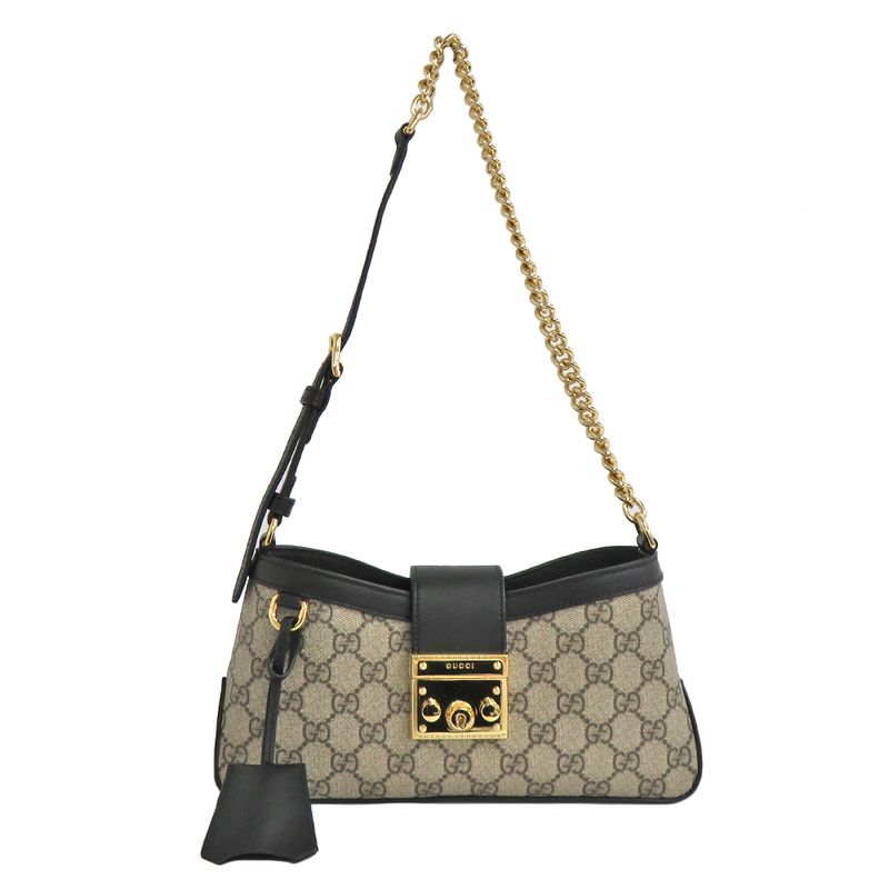 Gucci Padlock Small Shoulder Bag Black GG Supreme Canvas — view 6