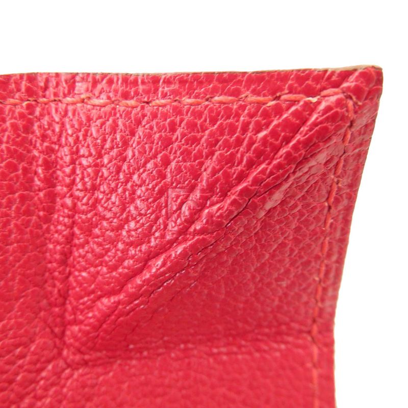 Hermes Le Caran Uit LE48 g Engraved Chevre Silver Hardware Red Orange Coin Case — view 6