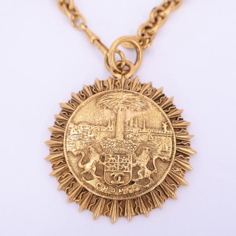 Chanel Coco Mark Round Necklace Chain Long GP Gold — view 5