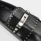 Hermes D'estaing Moccasins Loafers Z Size 38 1 2 Black Studs — view 8