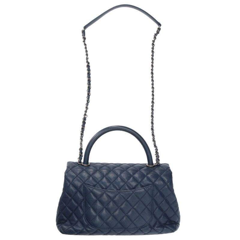 Chanel Top Handle Caviar Leather Chain Shoulder Bag — view 2